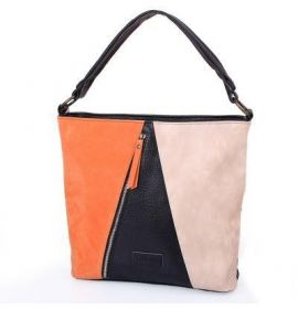 Женская сумка из кожезаменителя LASKARA (ЛАСКАРА) LK10205-black-orange