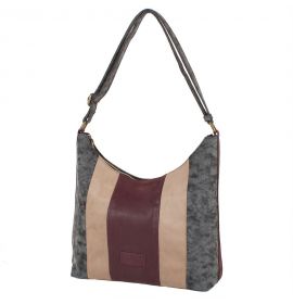 Сумка повседневная (шоппер) Laskara Женская сумка из качественного кожезаменителя LASKARA (ЛАСКАРА) LK10187-grey-beige-bordo