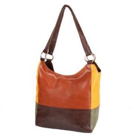 Сумка повседневная (шоппер) Laskara Женская кожаная сумка LASKARA (ЛАСКАРА) LK-DD212-cognac-yellow-ol