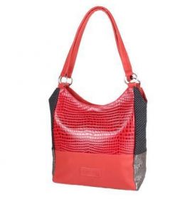 Сумка повседневная (шоппер) Laskara Женская кожаная сумка LASKARA (ЛАСКАРА) LK-DD212-red-black-silver