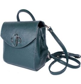 Сумка рюкзак кожаная темно-зеленая BV 031