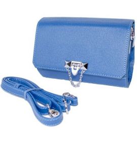 Женская мини-сумка кожаная синяя каркасная BV 0006