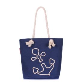 Коттоновая женская сумка с якорем синяя POOLPARTY