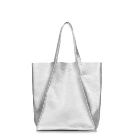Кожаная женская сумка серебро POOLPARTY Edge