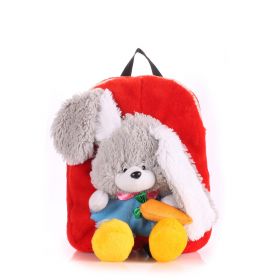 Детский рюкзак с зайцем красный