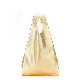 Кожаная женская сумка золотистая POOLPARTY Tote