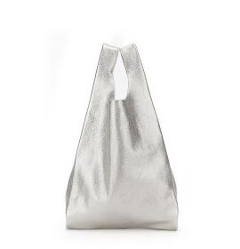 Кожаная женская сумка серебряная POOLPARTY Tote