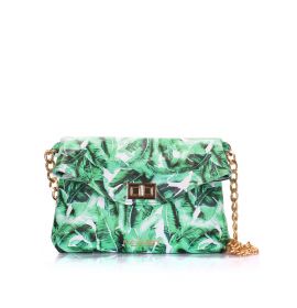 Кожаная сумочка-клатч с цепочкой зеленая POOLPARTY 