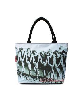 Коттоновая женская сумка белая с трендовым принтом POOLPARTY 
