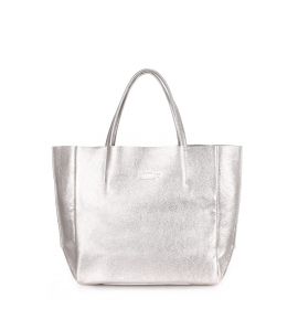 Кожаная женская сумка серебряная POOLPARTY Soho