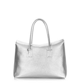 Кожаная женская сумка серебряная POOLPARTY Sense