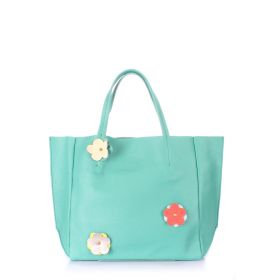 Кожаная женская зеленая сумка POOLPARTY Soho Flower